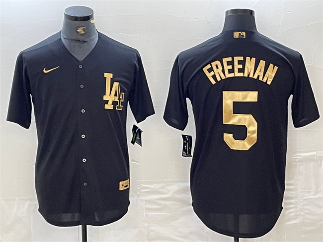 Los Angeles Dodgers #5 Freddie Freeman Black Cool Base Stitched Jersey